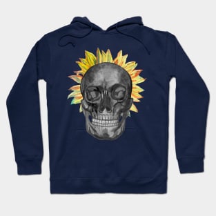 Human skull and a sunflower crown Hoodie